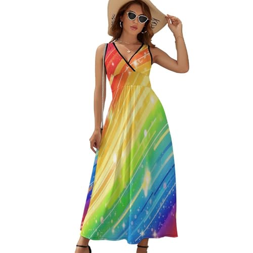 Robe chic et élégante imprimée au dégradé arc-en-ciel pour une allure raffinée