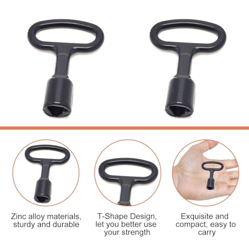 ShiWuYou 2 Stück Dreikantschlüssel, Dreieck Schlüssel, Dreikantschlüssel Mülltonne, Dreikant Wasserhahn Schlüssel, Dreieckschlüssel für Heizkörper Hydranten Mülleimer Zählerkästen Verwendet (Schwarz)