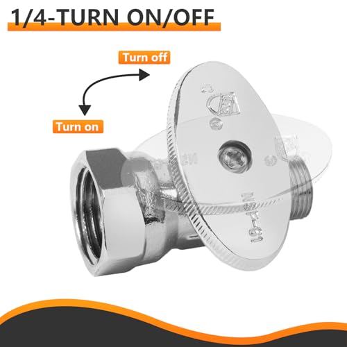 4-PCs HeSun Straight Stop Valve, 1/2\" FIP X 3/8\" OD Compression, 1/4 Turn Shut Off Valve, Chrome Plated Brass(VALVE057-4) - Thumbnail 5
