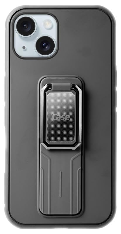 Mr. Case Shockproof Kickstand Case for iPhone 14 | Slim Fit Durable Guard with Ring Holder & Camera Protection – Black