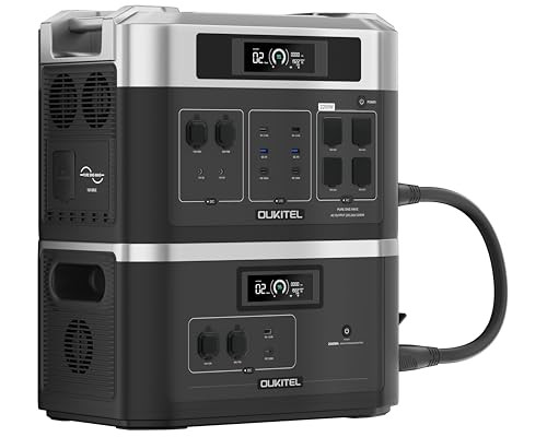 Portable Power Station, 2200W/4096Wh Solar Generator, LiFePO4 Battery Backup with LCD Display Max 16384Wh for Camping Solar Generator for Home, Outdoor Camping, RVs (BP2000+B2000)