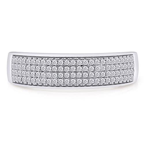 Savearth Diamonds 1/3 Carat Round Cut Lab Created Moissanite Diamond Men's Wedding Band Ring In 14K White Gold Plated 925 Sterling Silver Jewelry (G-H Color, Vvs1 Clarity, 0.33 Cttw) Size-10 #TOP1