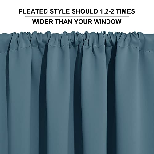 RYB HOME Blue Blackout Curtains for Living Room Thick & Durable Privacy Window Curtains Room Darkening Drapes for Bedroom, W70 x L84 inch, 2 Panels, Slate Blue
