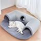 U-förmiger Katzentunnel, Katzenbett mit Spielrohr, waschbares und abnehmbares Versteckspielzeug, interaktives Spiel- und Schlaf-Kombi für Indoor-Katzen (kleine Größe)