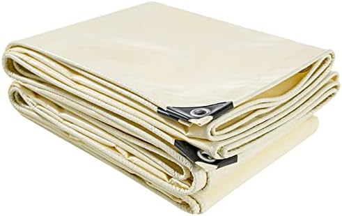 Heavy Duty Tarpaulin 100% Waterproof Tarp Cover 500g/㎡ Beige Multi-Purpose for Kennels Chicken Coop Hay Log Pile Outdoor Protection Ground Sheet (Size : 1x2m)