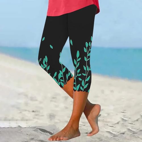 Capri Pants for Women High Waist Tummy Control Floral Printed Leggings Trendy Casual Dressy Comfy Silm Fit Tights2