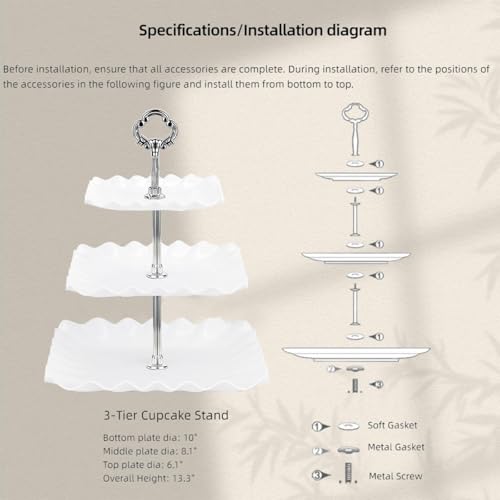 Cake Stand 3 Tier - 2 Pack Afternoon Tea Stand, 34cm Plastic Reusable Tiered Cupcake Display Stand, Large Square 3-Tier Dessert Holding Tower for Birthday Wedding Party Food Serving Platter, White - Cosy Home Interiors Cake Stand 3 Tier - 2 Pack Afternoon Tea Stand, 34cm Plastic Reusable Tiered Cupcake Display Stand, Large Square 3-Tier Dessert Holding Tower for Birthday Wedding Party Food Serving Platter, White - Image 5