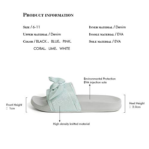 Image of FUNKYMONKEY Women's Bowknot Slides Sandals Comfort Casual Beach Slippers | Soft Denim Fabric Upper & Comfortable EVA Sole, Lightweight Slip-On Slides for Summer, Beach, Pool, and Daily Casual Wear