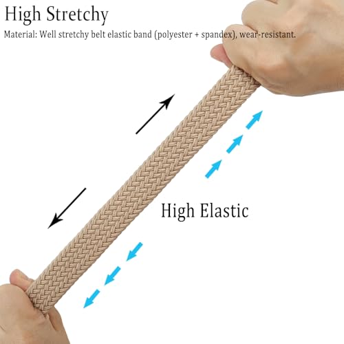 2 Pack 1'' Narrow Width Elastic Belt, Stretch Braided Skinny Fabric Woven Women or Girl Jeans Dress Casual Belt2