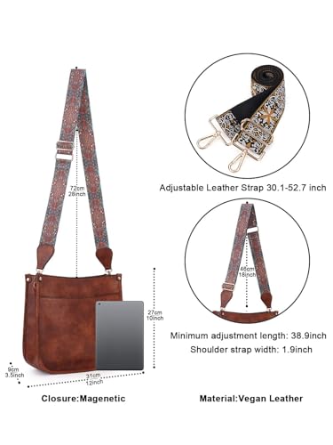 Image of Crossbody Bag Women Vegan Leather Hobo Handbag Trendy Crossbody Shoulder Bag Purses For Women with 2 Adjustable Strap
