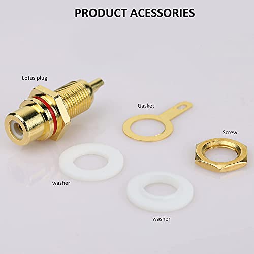 10 pzas Conector RCA Hembra Panel Audio Negro y Rojo miniatura 5