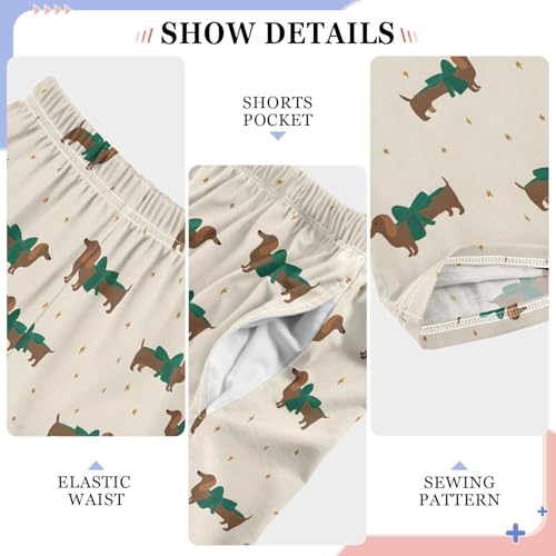 ALAZA Dachshund Dog with Green Bow Pajama Lounge Pants Long Sleep Pajama Bottoms with Pockets4