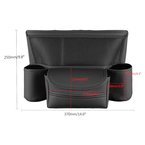 OtpOutopa Car Purse Holder Between Seats Car Organizer, Leather Large Capacity Car Handbag Holder for Front Seat, Seat Back Net Bag Double-sided Tissue Storage Handbag Holder Car Divider (Black)