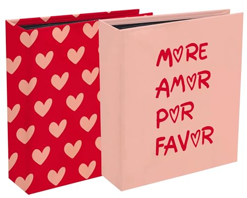 Exacompta - Réf. 65007E - Lot de 2 albums photos à pochettes LOVE - 60 pages - 60 photos 11x15cm - couverture imprimée motifs Love - 2 visuels - pochettes intérieures noires