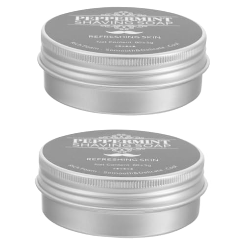 MERRYHAPY 2個 メンズシェービングソープ ひげを剃る石鹸 メンズ フェイシャル シェービング ソープ あごひげクリーナー 保湿石鹸 ひげ剃り用品 Black ペパーミントエッセンシャルオイル