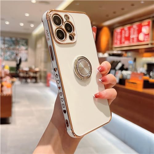 Coque de luxe pour iPhone 12 Pro avec placage or et anneau support