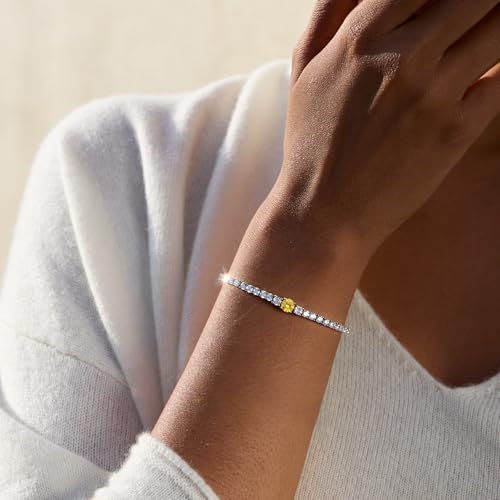 STORYJEWELLERY November Birthstone Bracelet, Tennis Bracelets for Women 6.5 Inches, Yellow Bracelet, Gold Plated Cubic Zirconia Bracelets, Lab-Grown Birthstone Jewelry by STORYJEWELLERY - Used condition - Image 4