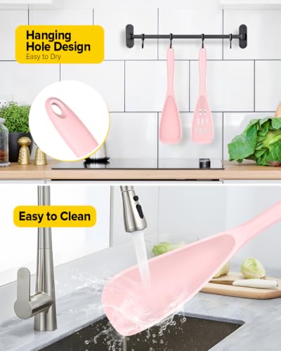 Image of BUNDLEPRO Silicone Cooking Spoons for Nonstick Cookware, One-Piece, 2 Pack