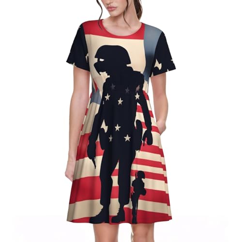 Robe patriotique motif soldats une coupe élégante pour l'été