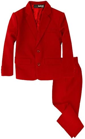 G218 Boys 2 Piece Suit Set Toddler to Teen (12, Red)