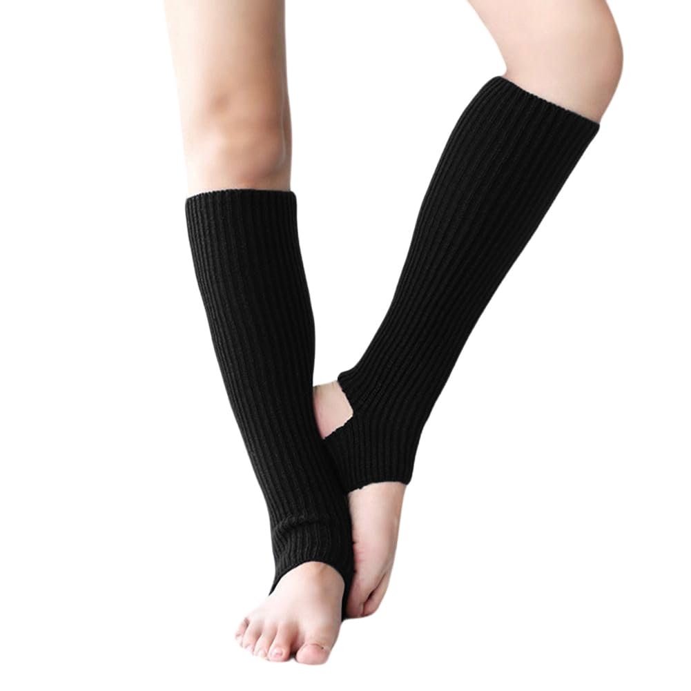 Fashion Yoga Socks Workout Socks Toeless Training Dance Ribbed Knit Socks Leg Warmers for Women Girls Latin Dance, Black
