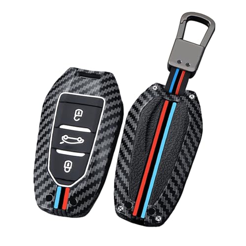 Coque de clé 3 boutons en métal et silicone pour Peugeot et Citroën