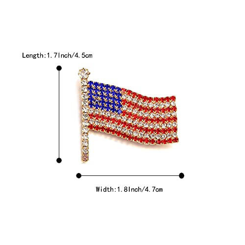 Image of BriLove Austrian Crystals Waving American National Flag Brooch Pin for Women