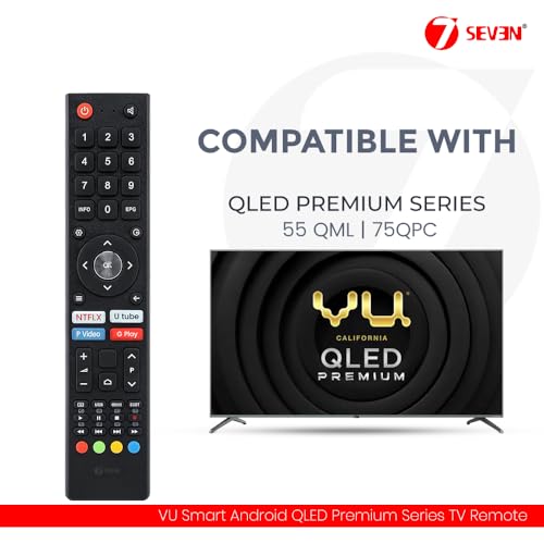 Image of 7SEVEN Compatible with VU Tv Remote Suitable for QLED Ultra HD Premium Series Only 55 75 Inch 55QML 75QPC Models Smart Android 4K Television Without Voice Command and Not Universal Vu Remote