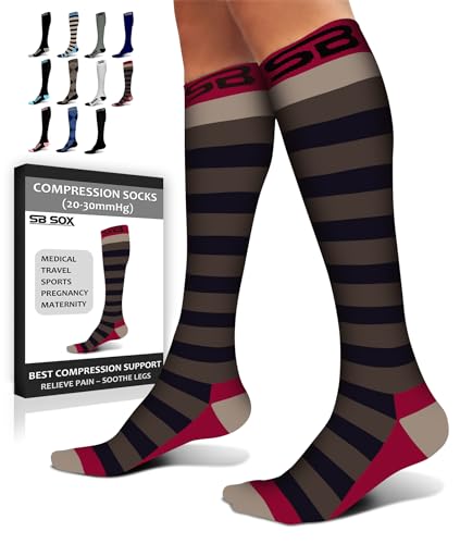 Image of SB SOX Compression Socks for Men & Women (20-30mmHg) - Best Compression Socks for Travel, Medical, Sports, Wide Calf Fit, and Daily Wear