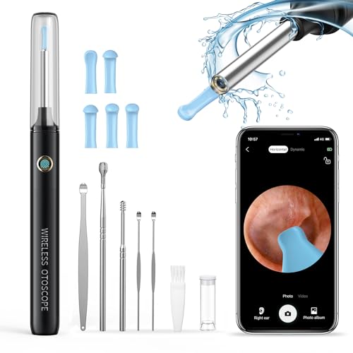 Hopefox Otoscopio Digitale, Pulisci Orecchie con Telecamera, 1080P Impermeabile Rimozione di Cerume con 6 Luci LED, Endoscopio per Orecchio per iPhone, iPad e Android