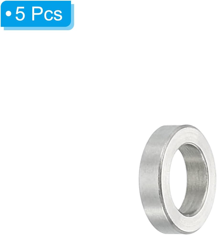 PATIKIL M5 Stainless Steel Spacers, 5 Pcs Metal Spacer Stainless Steel 5.1mm ID x 8mm OD x 2mm L Stainless Steel Spacer Screw Standoff Round for 1/5inch or M5 Screw Bolts
