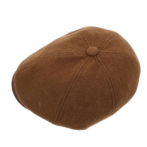 Didiseaon Women's Beret Hat Vintage Newsboy Cap for Slimming Fashion Comfortable Polyester Travel Accessory Light Brown