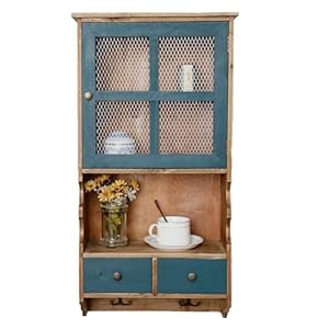 mosegor Rustic 4-Tier Wooden Storage Cabinet Sideboard Glass Cabinet Industrial Bookshelf Sideboard with 2 drawers &Cabinet with doors& 2 Hook for Living Room,Kitchen,Entryway,Hallway