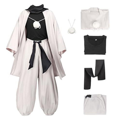 C-ZOFEK Anime Cosplay Haori Kimono Jacket Pants Black Stretchy Top with Scarf for Men Costume US...