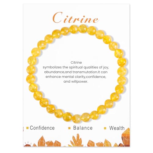 Mikovivi Pulsera de Citrino, Pulsera Piedra de la Riqueza Elástica con Cuentas...
