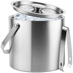 ChefBee 4L Double-Wall Stainless Steel Ice Bucket with Lid & Tongs