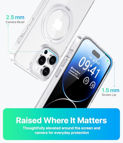 Image of for iPhone 14 Pro Max Case, Compatible with MagSafe, Slim Shockproof Military-Grade Rugged Protective Case with Stand, Camera Control, Comfort Grip (C-Clear, iPhone 14 Pro Max)