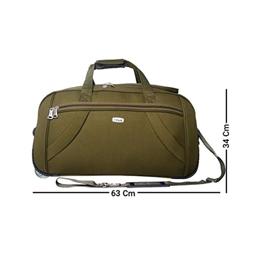 Image of Timus Club Mumbai 65CM /24 inch Check-in Miltary Green 2 Wheel Duffle Trolley Travel Bag /Best Duffle for Men /Soft Sided Luggage /Light Weight Bags /Duffle Bags for Women