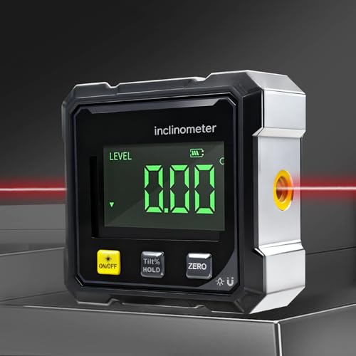 Rapporteur à 4 côtés magnétique puissant, Inclinometre d'angle numérique de 0 à 360°, niveau numérique avec affichage LED, IP54 Boîte de Niveau étanche Boîte pour menuiserie, bâtiment, maçonnerie