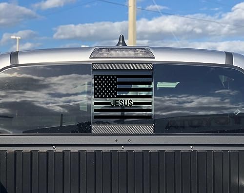 Image of Xinghe for Dodge Ram 2009 to 2024 2025 2026, American Flag Decals Stickers for Truck Back Middle Window, Matte Black USA Flag Decal