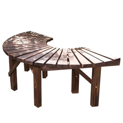 Halbrunde Gartenbank Baumbank, Terrassen-Gartenbank aus Holz Parkbank Wetterfest, Gebogene Bank mit Massivholzrahmen Hofbänke Dekorativer Pflanzenständer Ottomane im Eingangsbereich