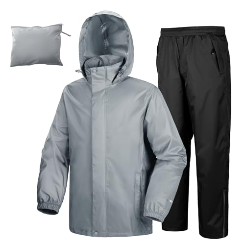 33,000ft Men's Rain Suit Packable Waterproof Lightweight Rain Gear for Golf Hiking Cycling 2 Pieces (Jackets and Pants)