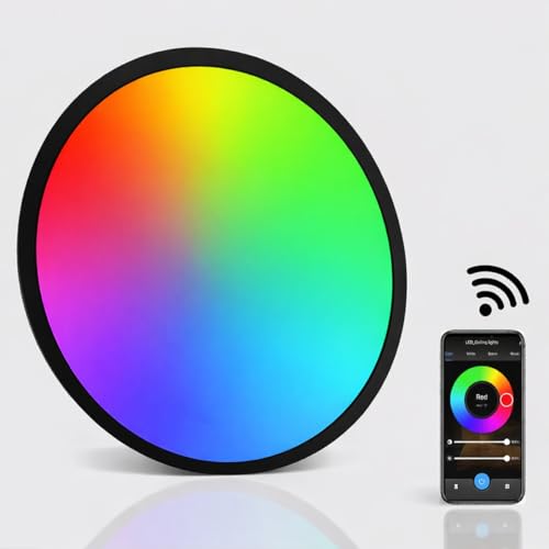 Smart LED Ceiling Light 24W Ø30cm, RGB + 2700K-6500K Adjustable White, 2000LM, Remote/App Control, Alexa & Google Compatible, Modern Flush Mount ABS+PP (Without Remote) - Image 3