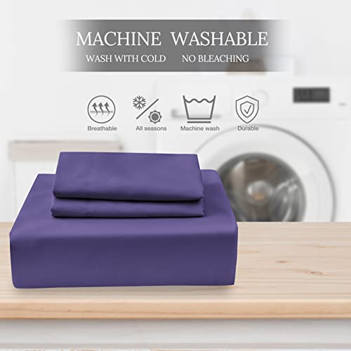 Whitney Home Textile King Size Duvet Cover Set Purple Soft Cooling Bamboo Duvet Cover 3 Piece Comforter Cover With Zipper Closure & Corner Ties 102" X 90" #TOP2