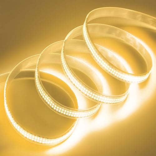 Image of SUYOOULIN LED Strip Lights, 16.4ft Dimmable DC 12V SMD 2835 Double Rows 2400 LEDs 52000LM Super Bright LED Ribbon Strip, Tube Waterproof IP67 for Home Party Decoration (Warm White 3500K)
