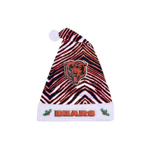 Zubaz NFL Colorful Embroidered Santa Hat for Men and Women, One Size, Chicago Bears Team Colors, Chicago Bears