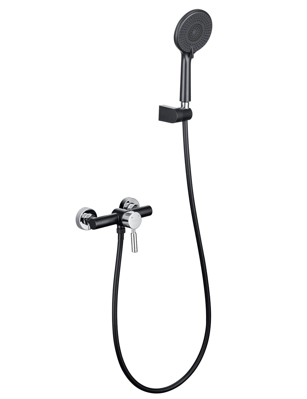 ONECE Rubinetto Doccia a Parete in Ottone Nero, Set Miscelatore Doccia con Doccetta a 3 Modalità Φ12 cm, Temperatura Regolabile, con Supporto e Tubo Flessibile