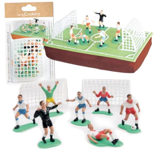ScrapCooking - Kit Déco Gâteau Football - 9 Décorations Foot pour Gâteau, Pâtisserie, Dessert, Anniversaire, Enfant - Cake Design - 5013