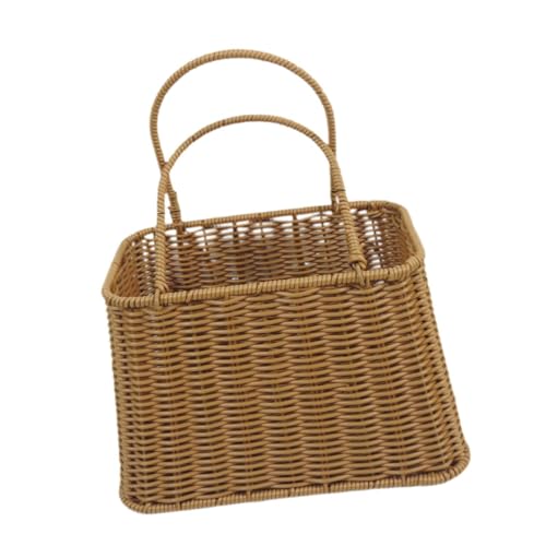 Qianly Handbag Basket, Flower Girl Basket Grade Multifunctional Rattan Hand Basket Storage Basket for Kitchen, Camping