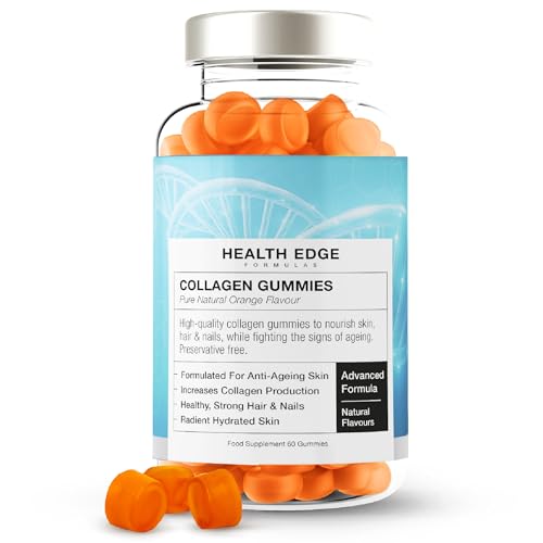 Collagen Gummies - High Strength - for Skin, Hair, Nails, Bones, Muscles & Joints. Hydrolysed Collagen Peptides - Natural Orange Flavour, No Additives or Preservatives